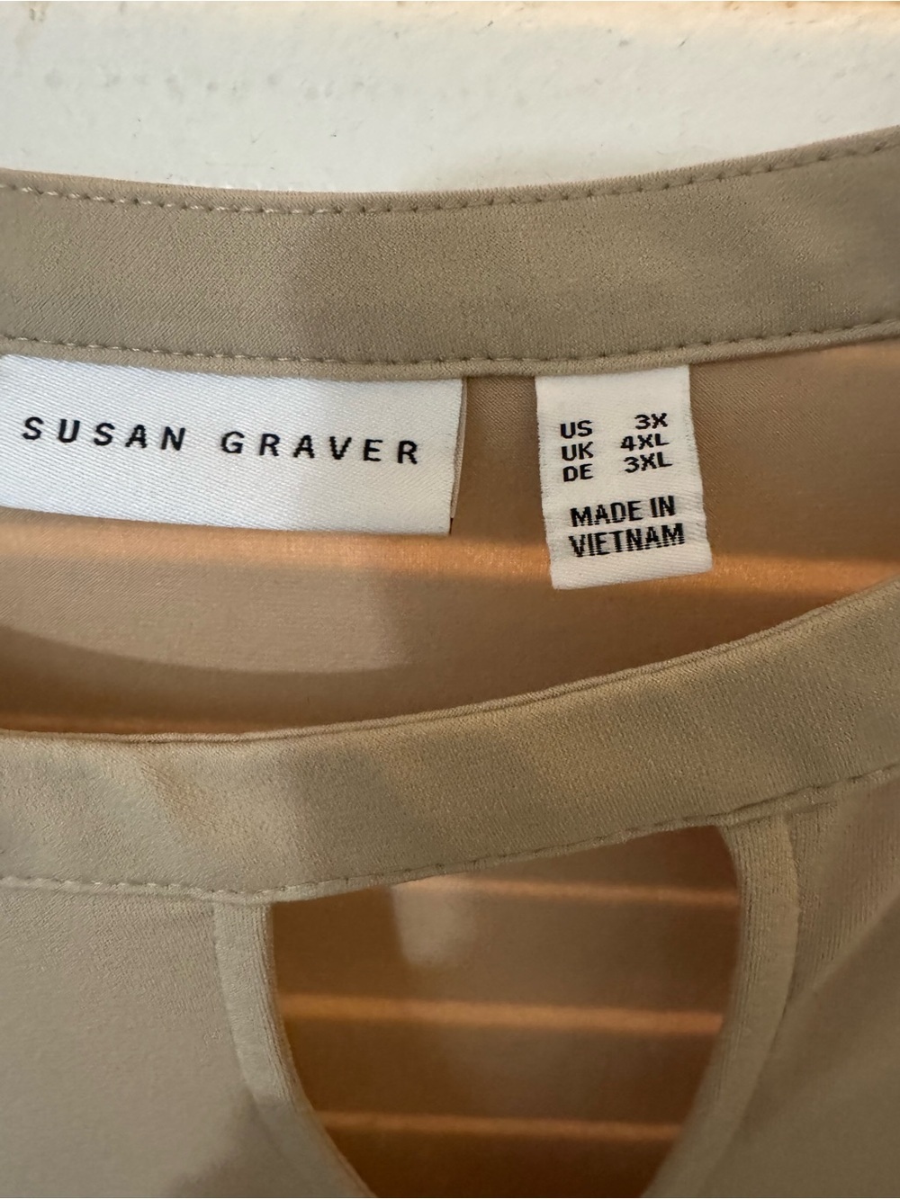 Susan Graver Taupe Short-Sleeve Keyhole Blouse - Picture 6 of 6